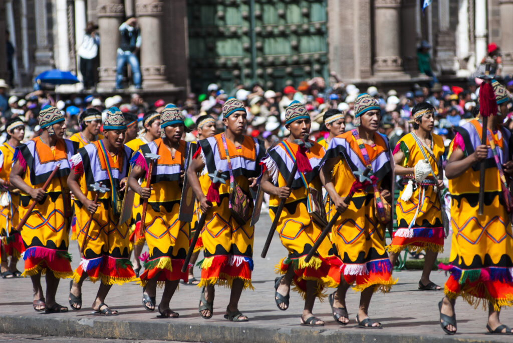 Das Inti Raymi Festival auf der Plaza de Armas in Cusco, Peru.